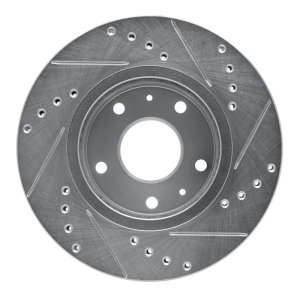 Land Rover Freelander Brake Rotor (1) - Front Left - R1 Concepts - Drilled & Slotted - Silver - `02-`05